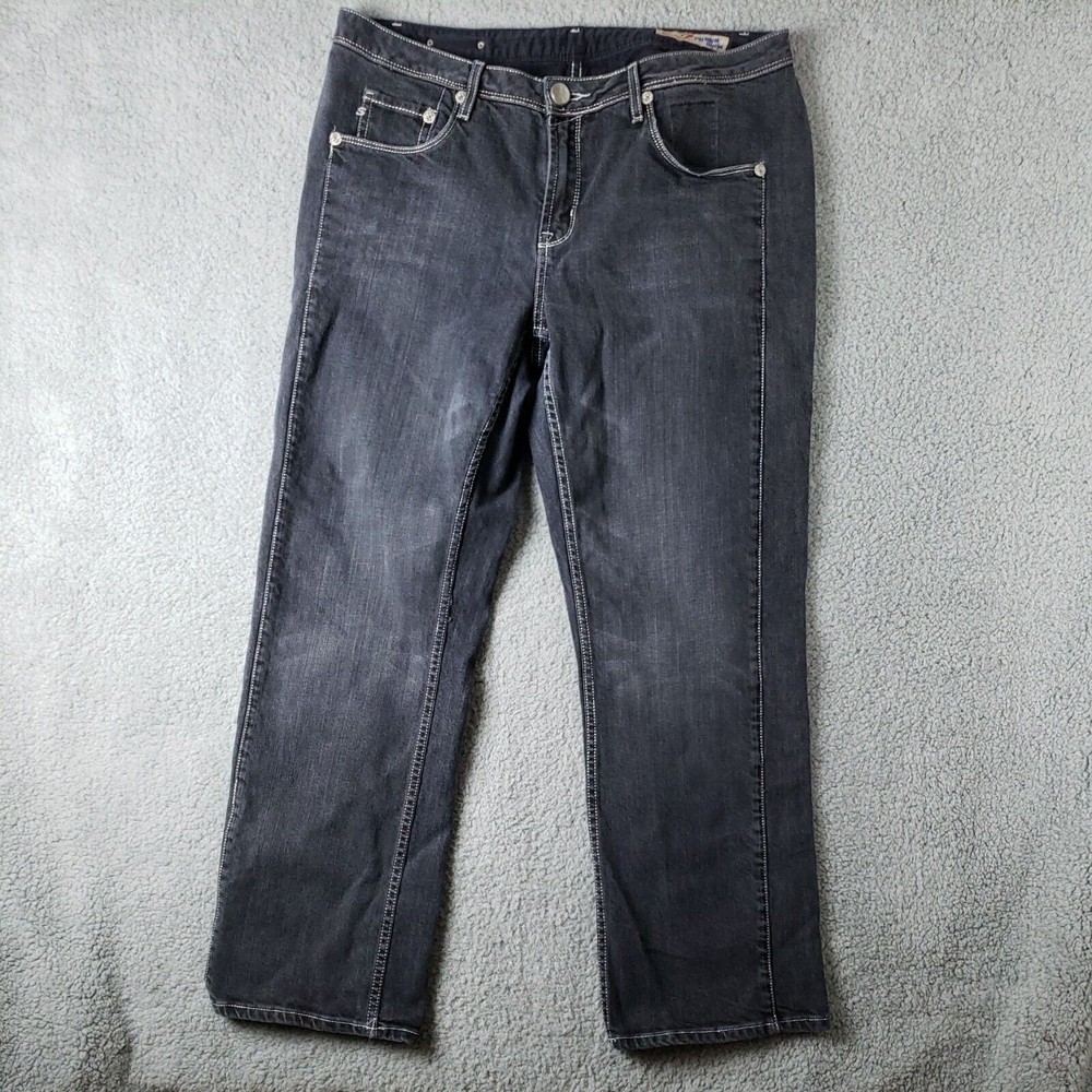 Seven7 Jeans Premium Denim Womens Size 18 Black Straight Leg 37 x 31
